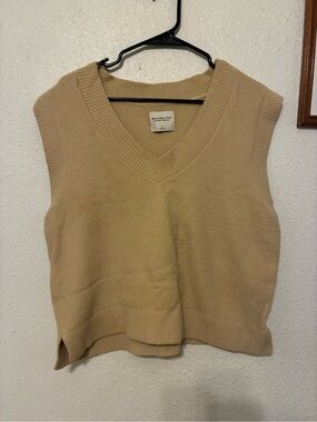 Abercrombie & Fitch Tan V-Neck Knit Vest